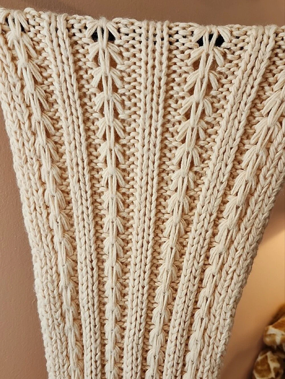 Chunky Light Pink Knit Fringe Scarf